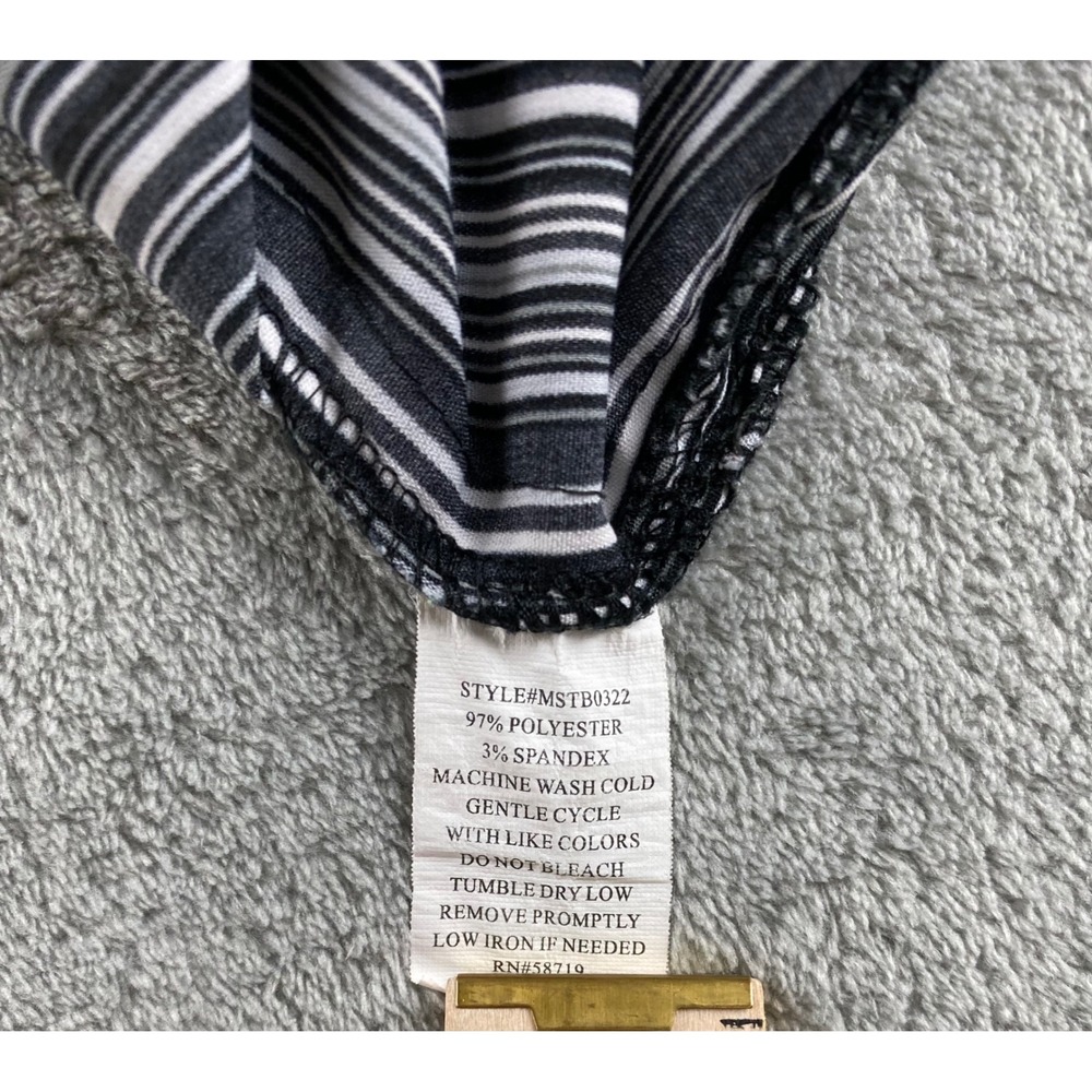 NOTATIONS Women Black Gray White Stripe Button Up Shirt Long Sleeve Size L - Picture 11 of 11